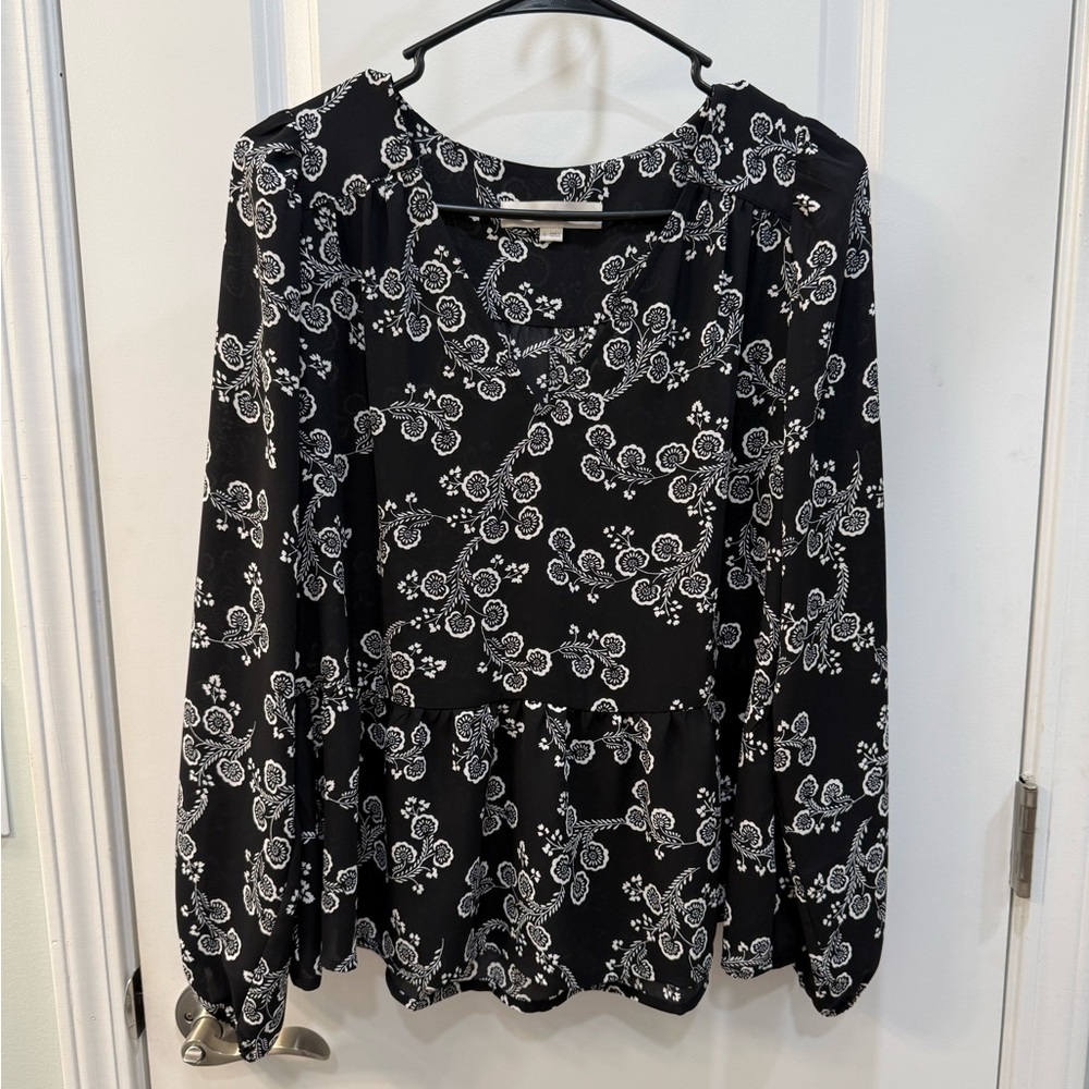 LOFT Floral V Neck Blouse